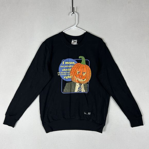 The Office NEW Halloween Sweatshirt Dwight Pumpkin Head Men's Small Black NWT - Picture 1 of 10